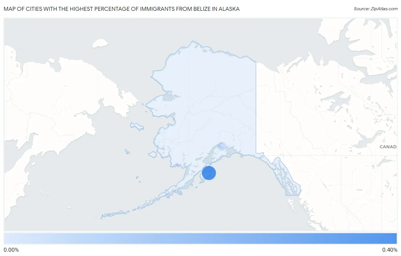 Cities with the Highest Percentage of Immigrants from Belize in Alaska Map