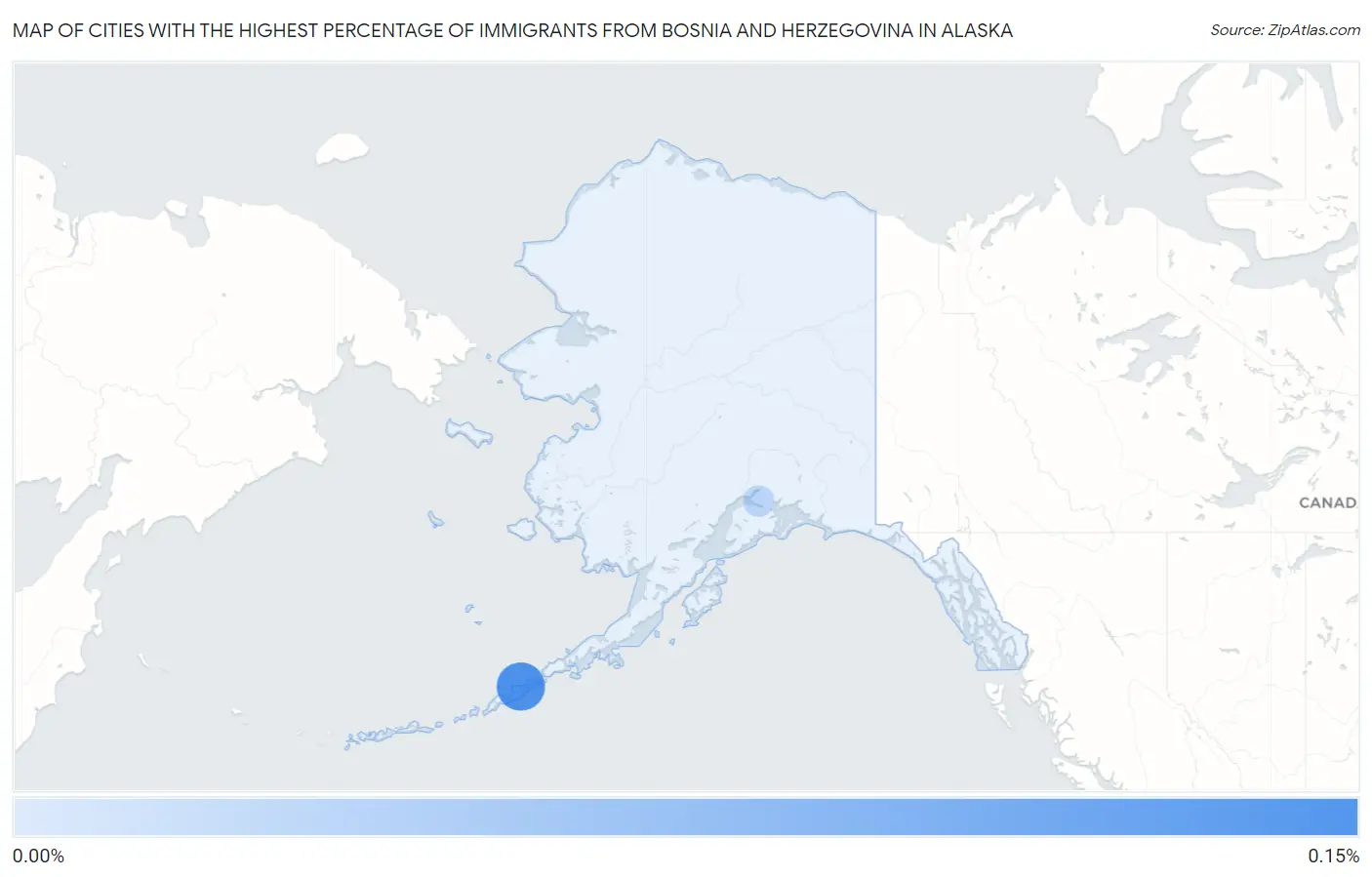 Cities with the Highest Percentage of Immigrants from Bosnia and Herzegovina in Alaska Map