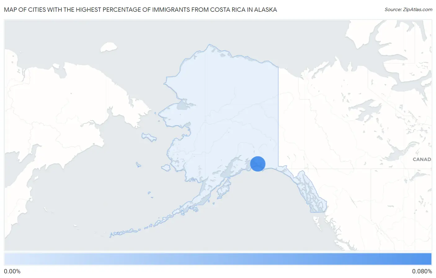 Cities with the Highest Percentage of Immigrants from Costa Rica in Alaska Map