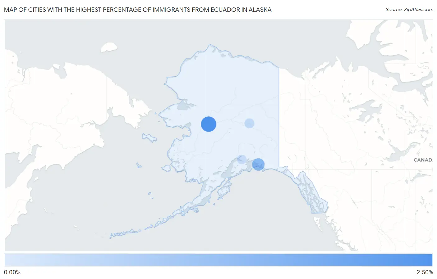 Cities with the Highest Percentage of Immigrants from Ecuador in Alaska Map