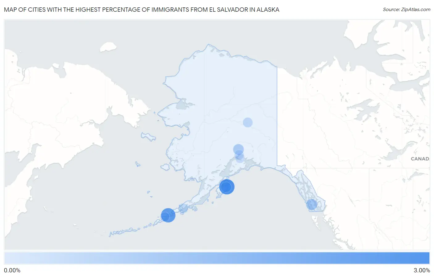 Cities with the Highest Percentage of Immigrants from El Salvador in Alaska Map