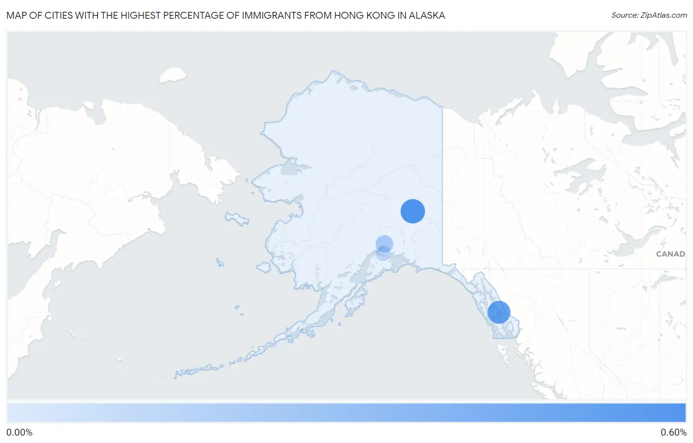 Cities with the Highest Percentage of Immigrants from Hong Kong in Alaska Map