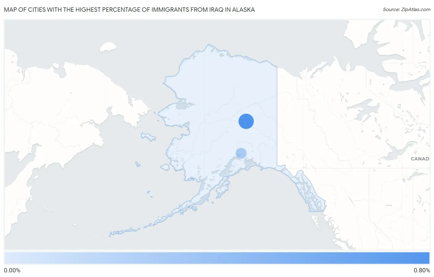 Cities with the Highest Percentage of Immigrants from Iraq in Alaska Map