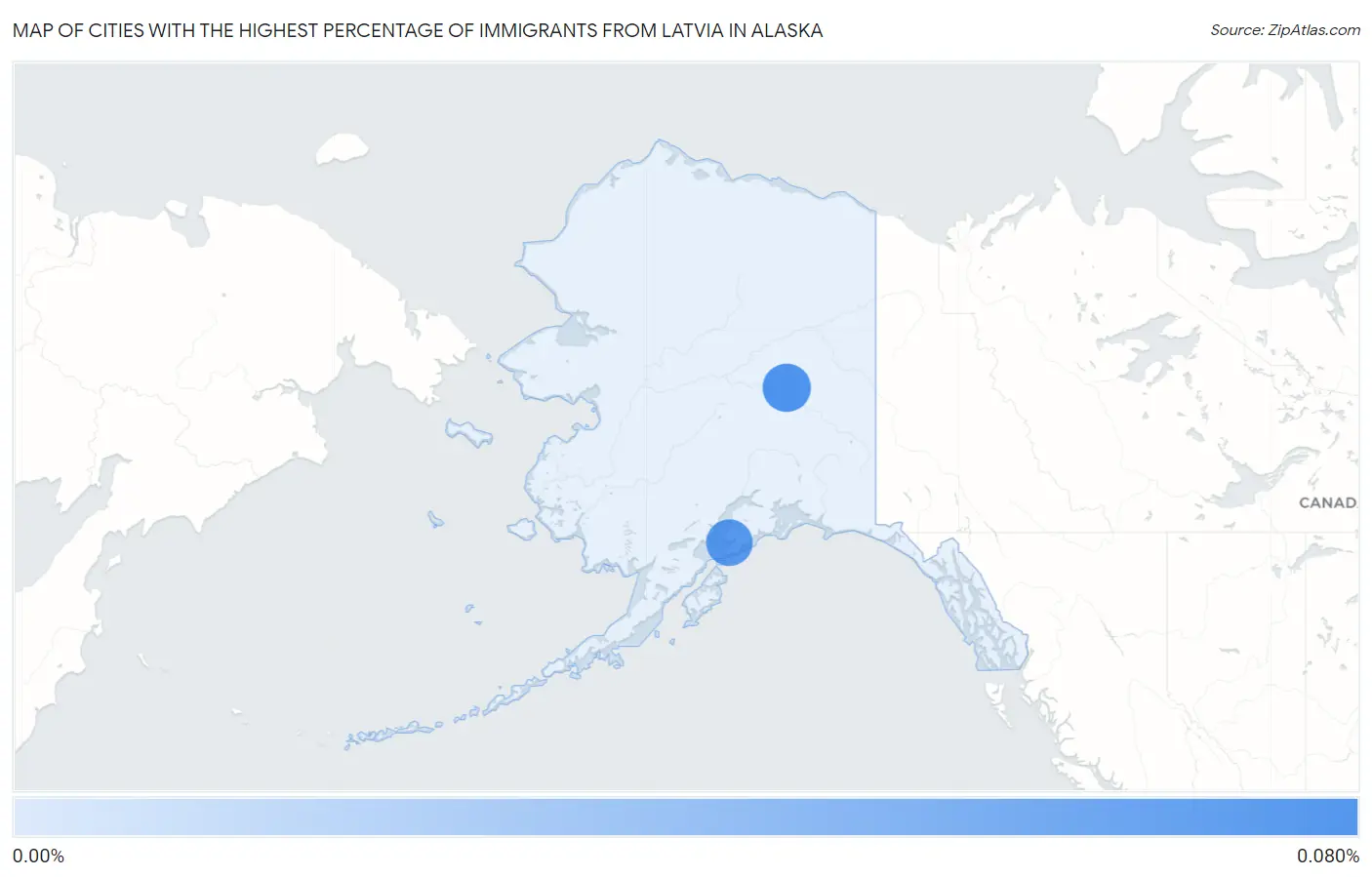 Cities with the Highest Percentage of Immigrants from Latvia in Alaska Map