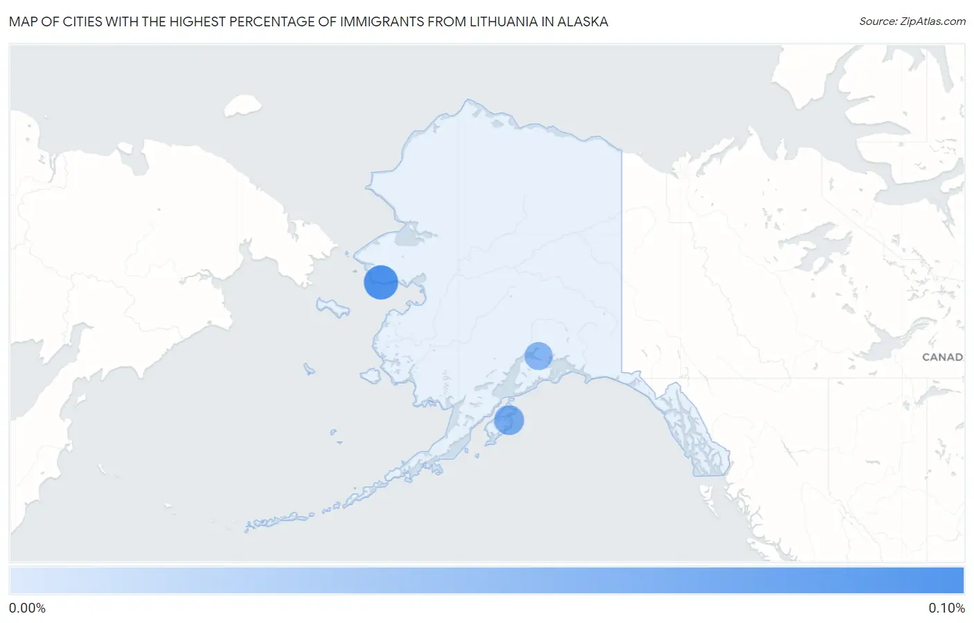 Cities with the Highest Percentage of Immigrants from Lithuania in Alaska Map