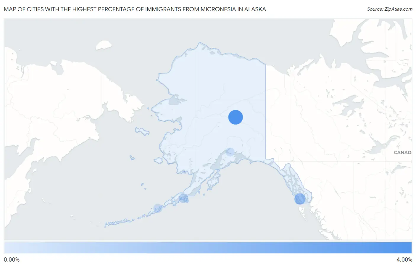 Cities with the Highest Percentage of Immigrants from Micronesia in Alaska Map