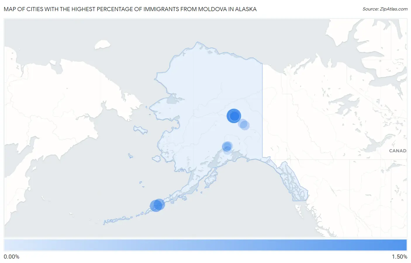 Cities with the Highest Percentage of Immigrants from Moldova in Alaska Map