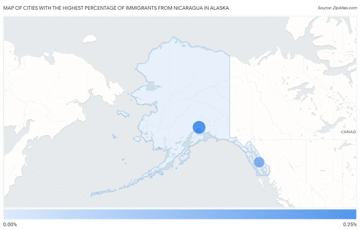 Cities with the Highest Percentage of Immigrants from Nicaragua in Alaska Map
