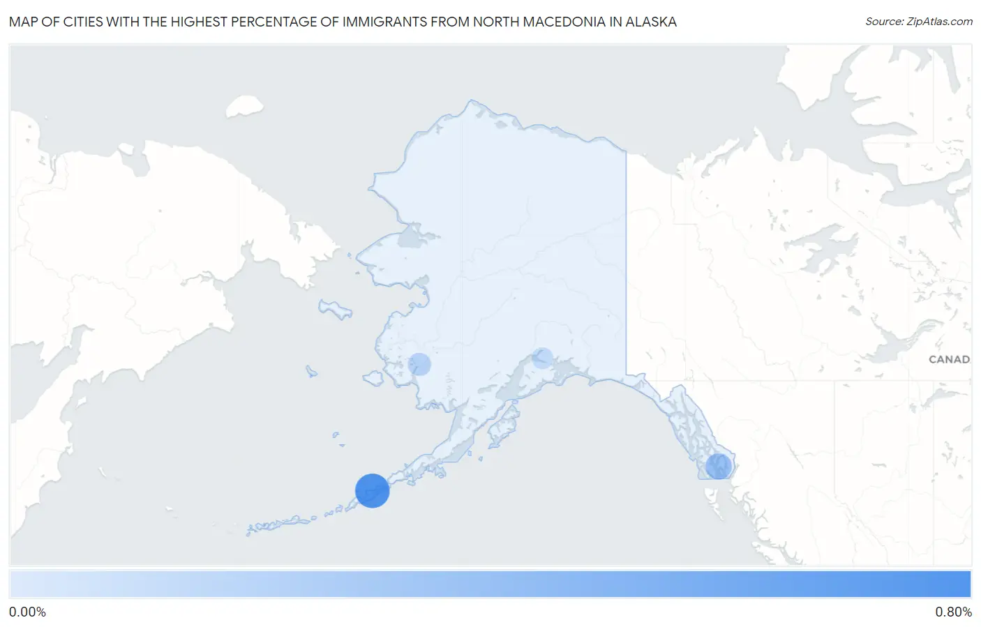 Cities with the Highest Percentage of Immigrants from North Macedonia in Alaska Map