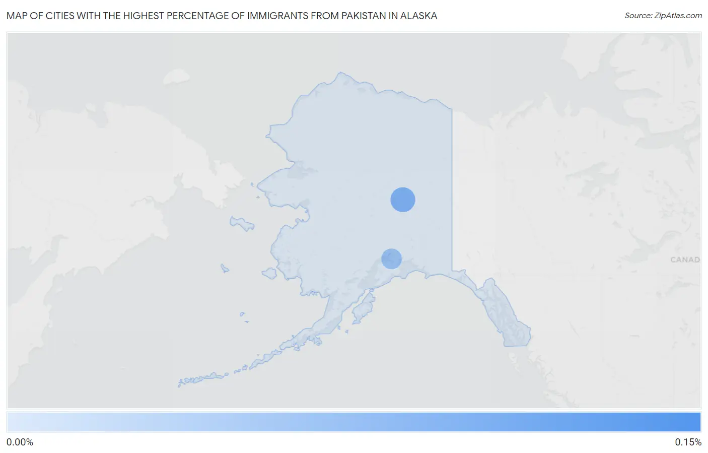 Cities with the Highest Percentage of Immigrants from Pakistan in Alaska Map