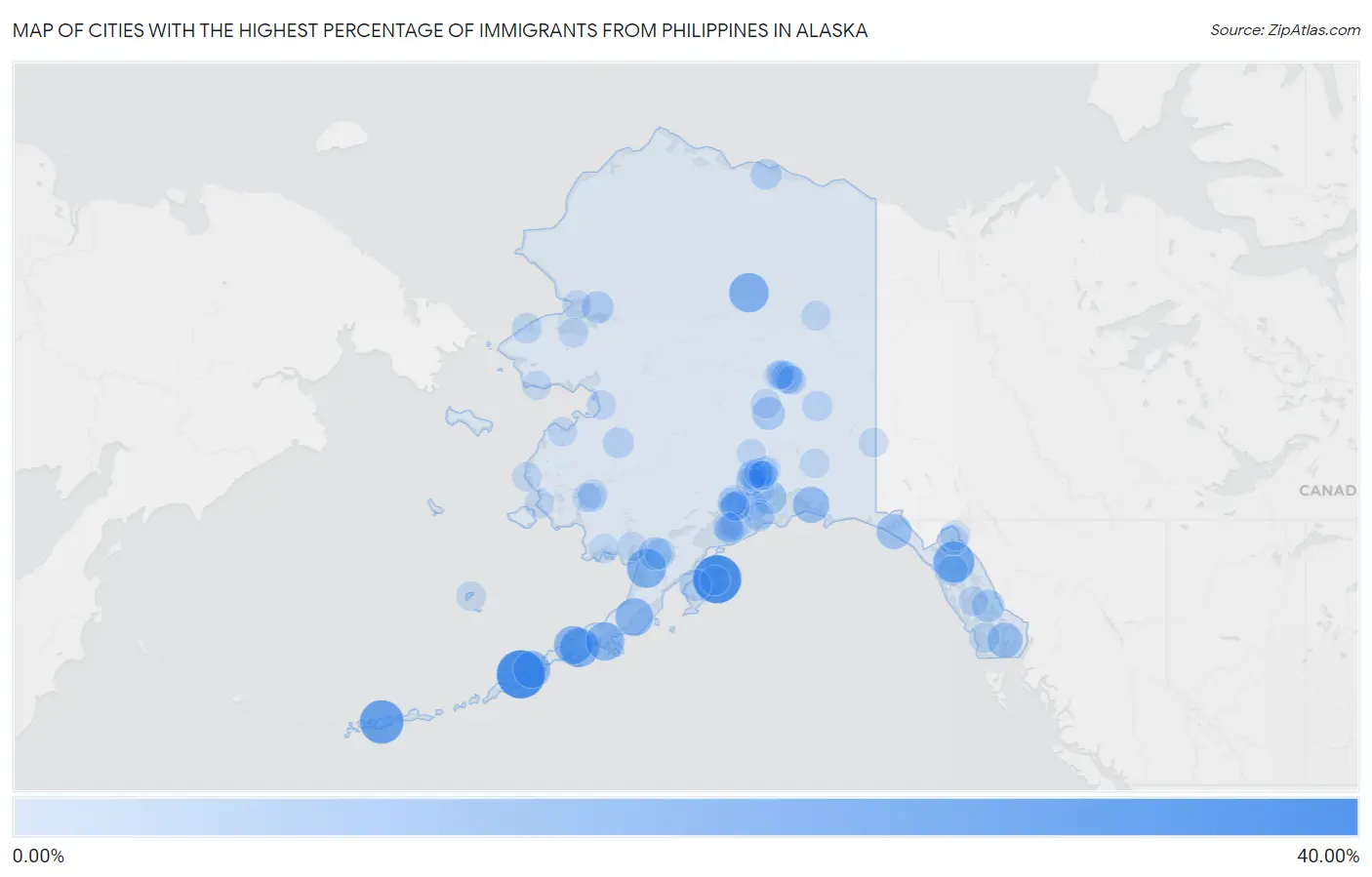Cities with the Highest Percentage of Immigrants from Philippines in Alaska Map