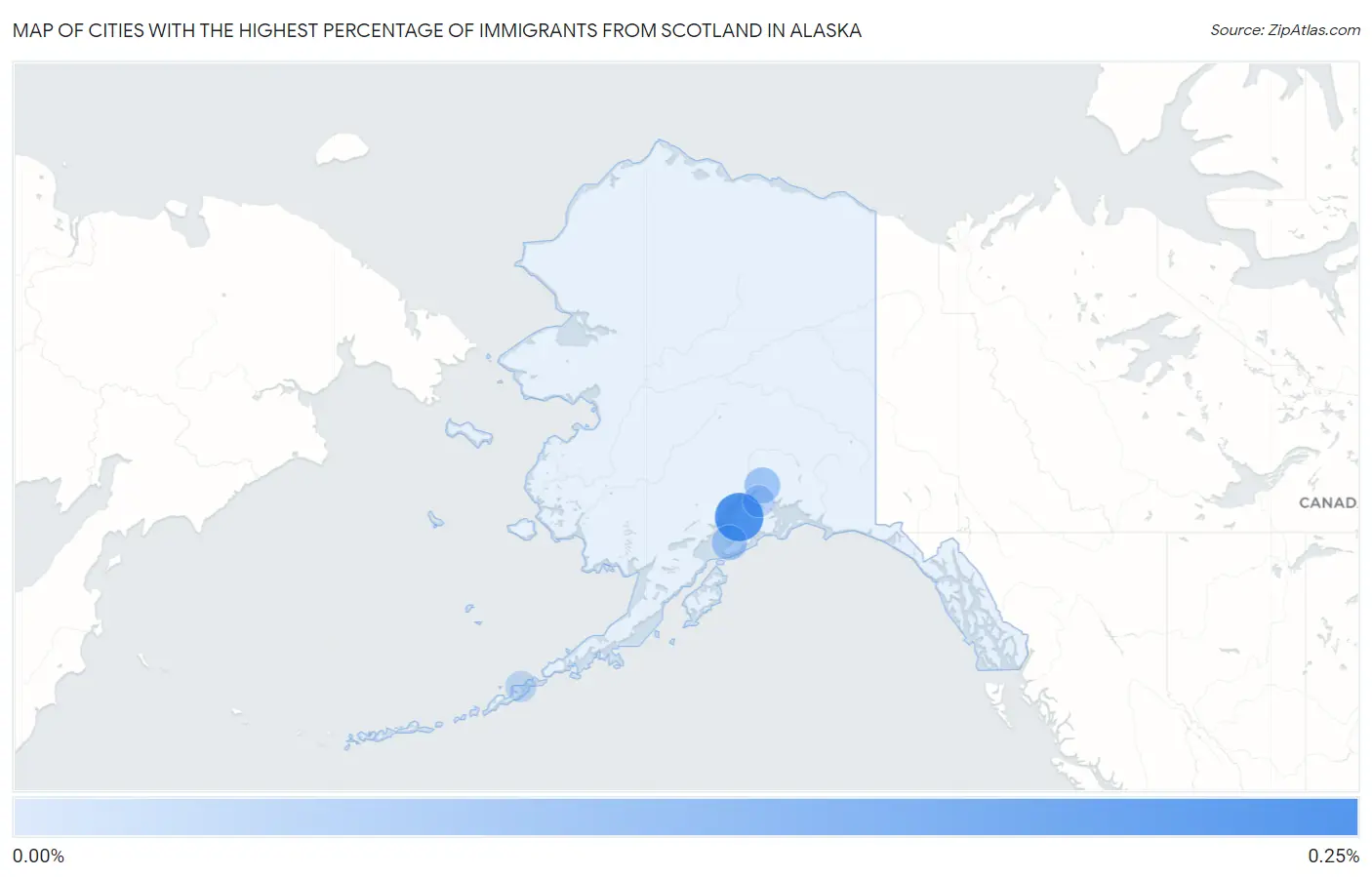 Cities with the Highest Percentage of Immigrants from Scotland in Alaska Map