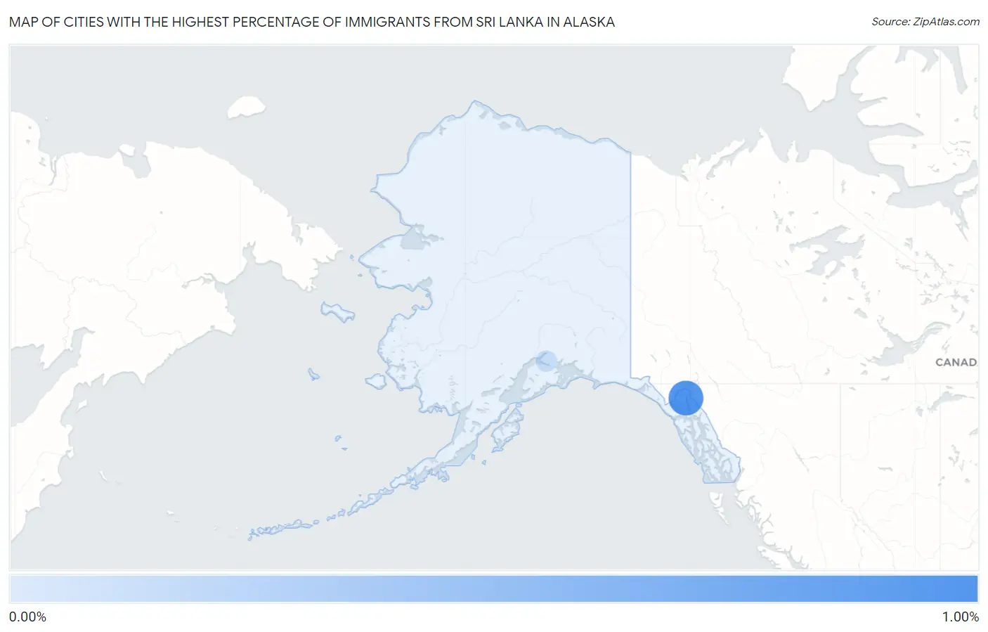 Cities with the Highest Percentage of Immigrants from Sri Lanka in Alaska Map