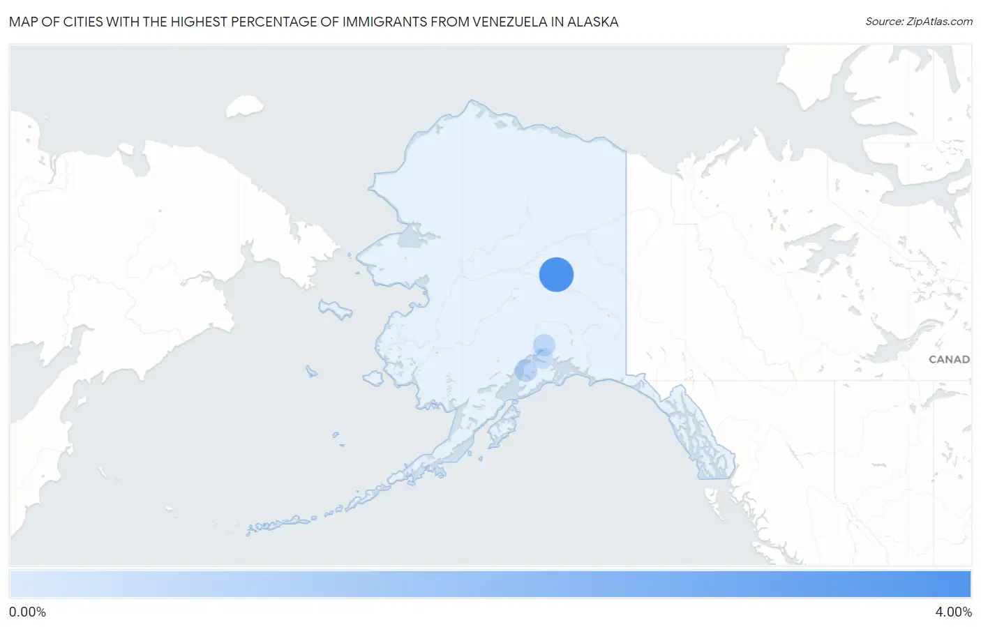 Cities with the Highest Percentage of Immigrants from Venezuela in Alaska Map