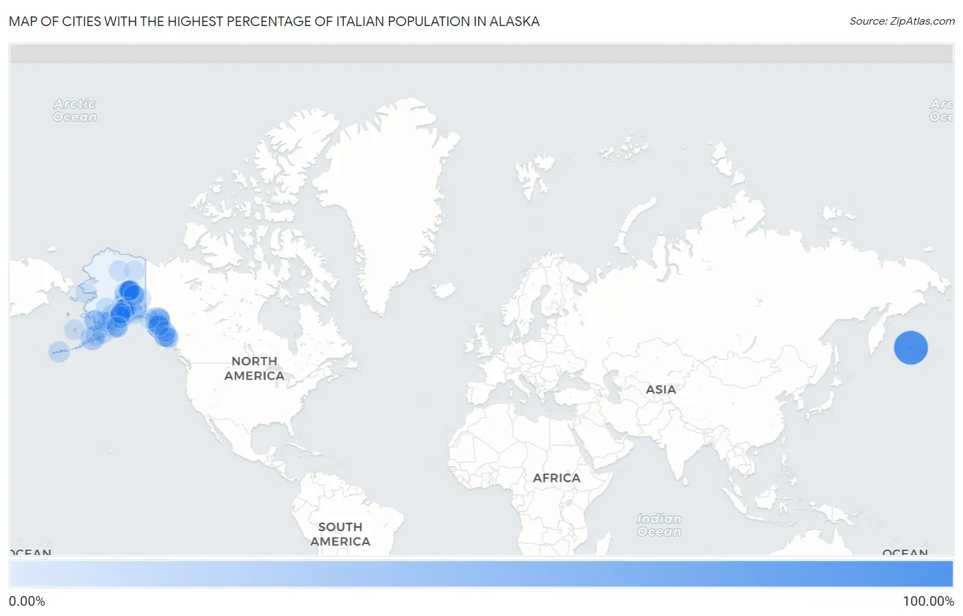 Cities with the Highest Percentage of Italian Population in Alaska Map