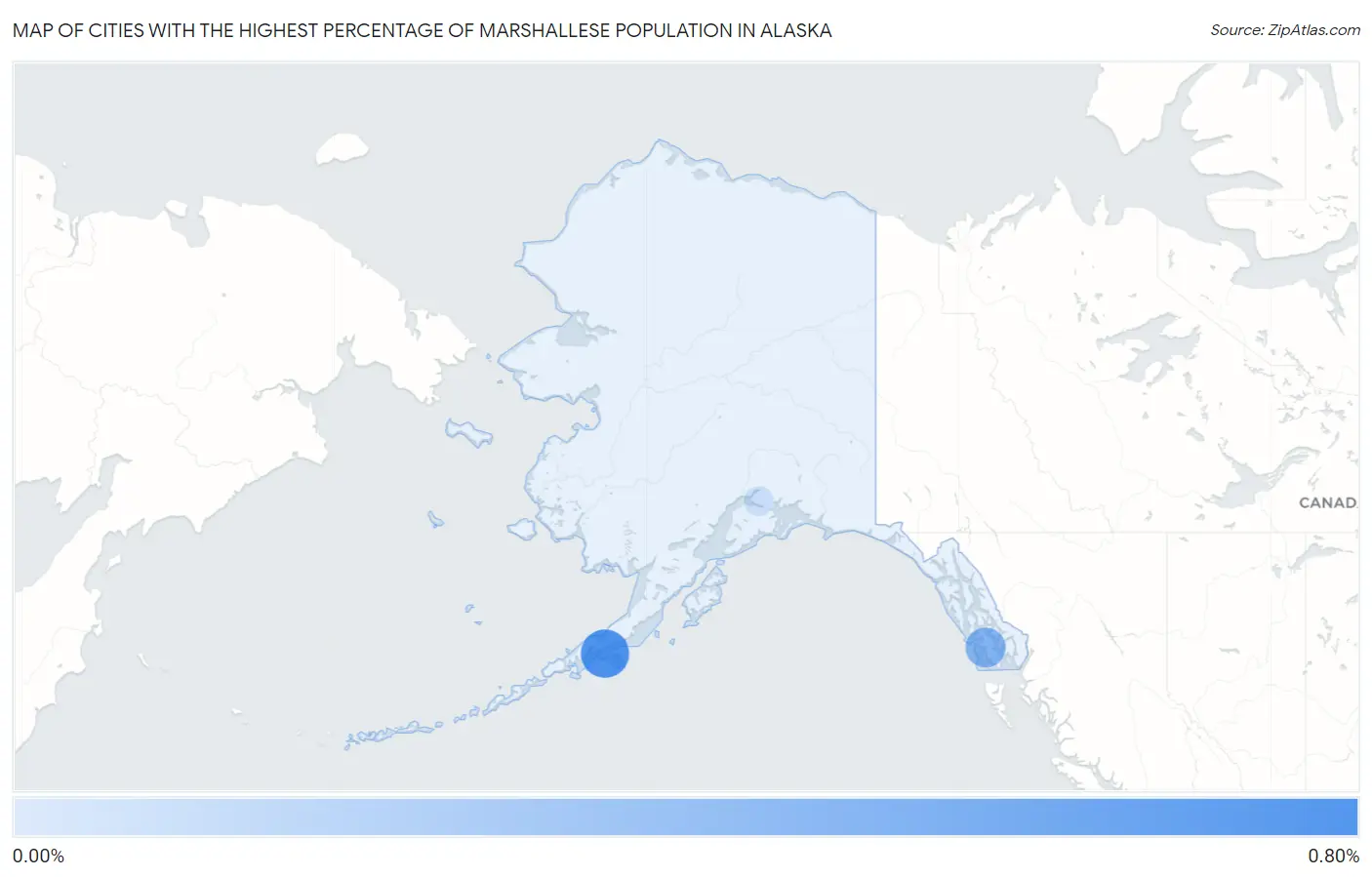 Cities with the Highest Percentage of Marshallese Population in Alaska Map