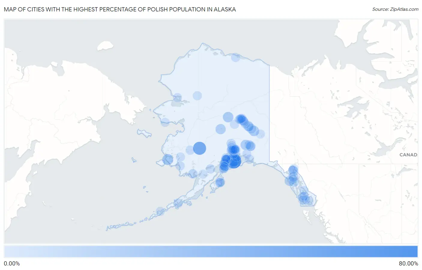 Cities with the Highest Percentage of Polish Population in Alaska Map
