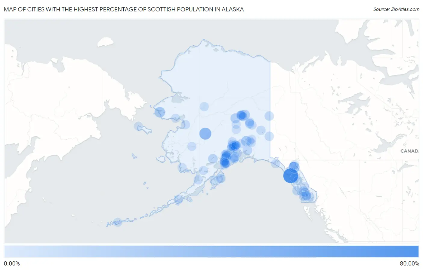 Cities with the Highest Percentage of Scottish Population in Alaska Map