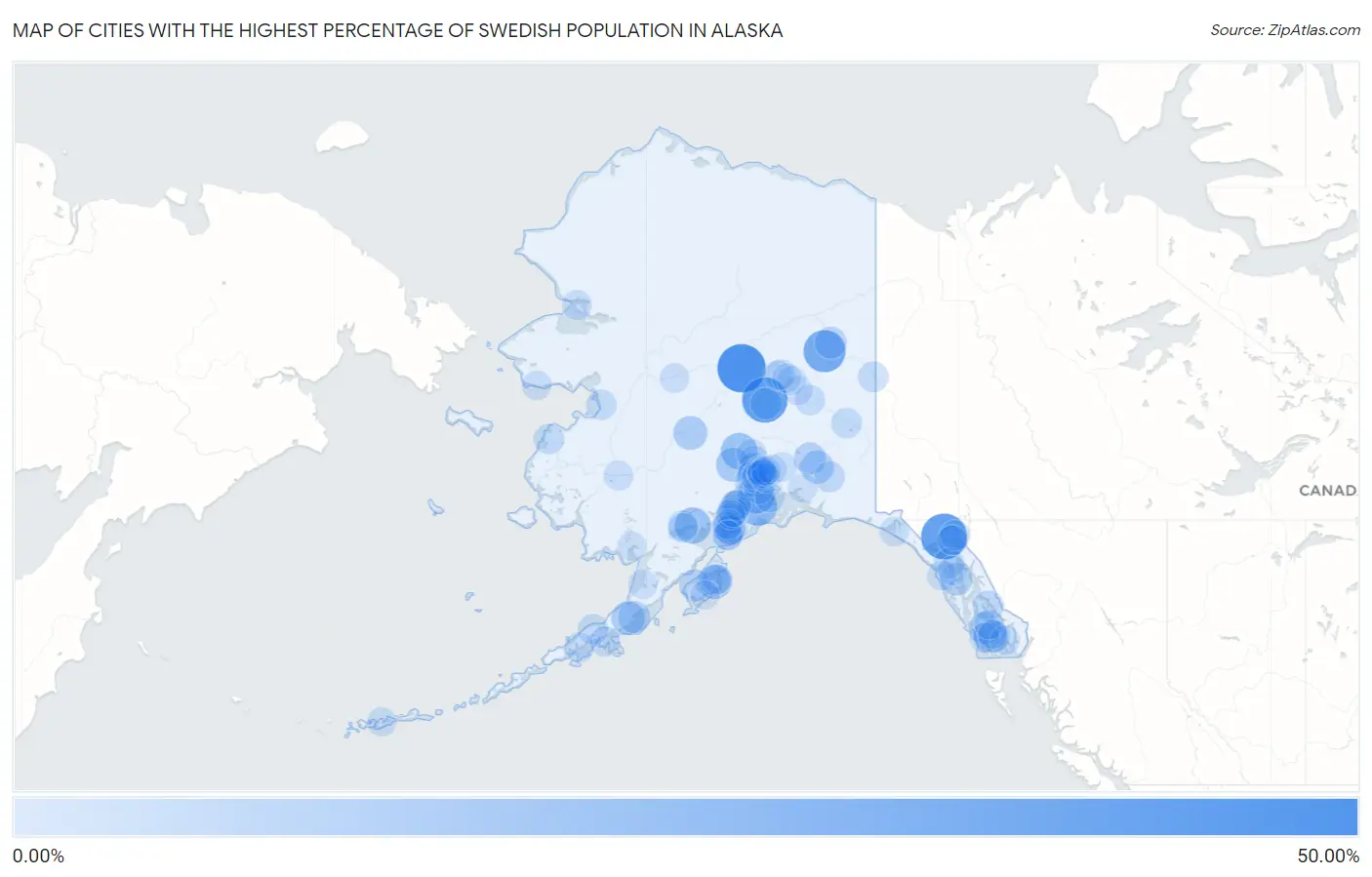 Cities with the Highest Percentage of Swedish Population in Alaska Map