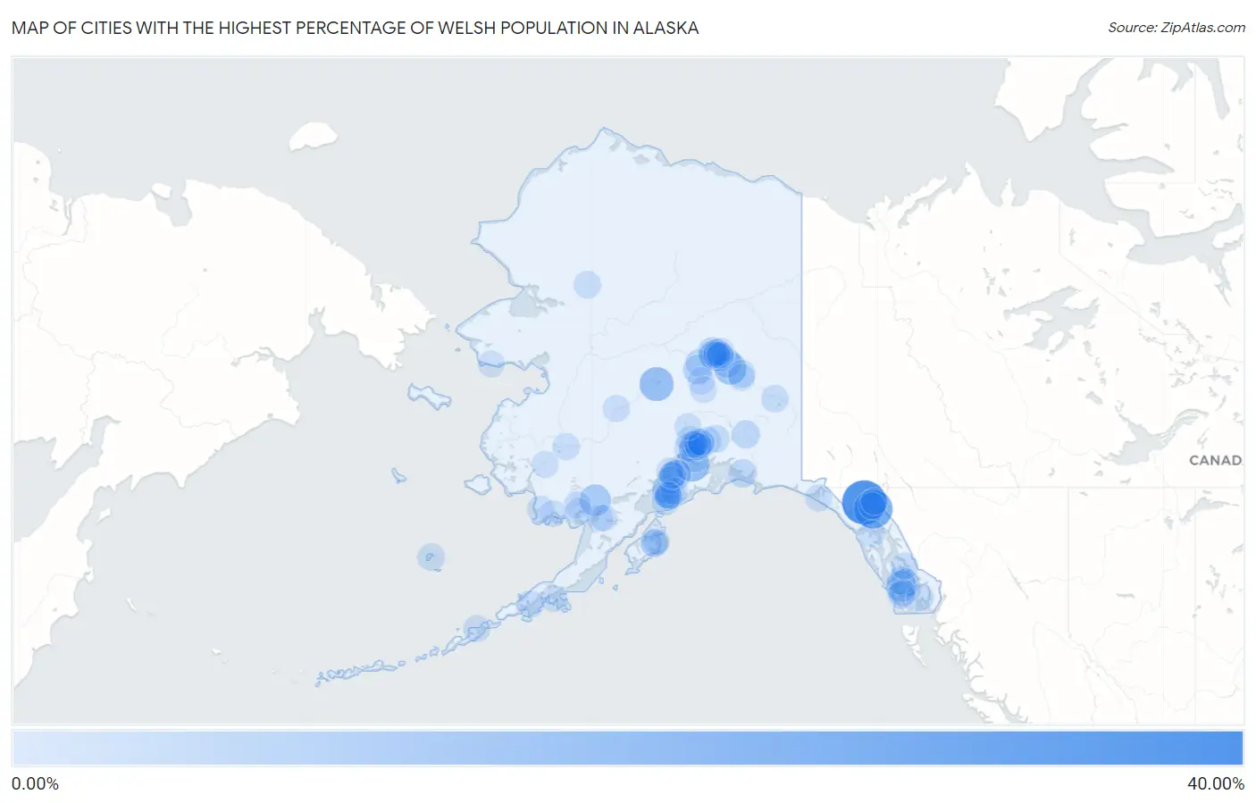 Cities with the Highest Percentage of Welsh Population in Alaska Map