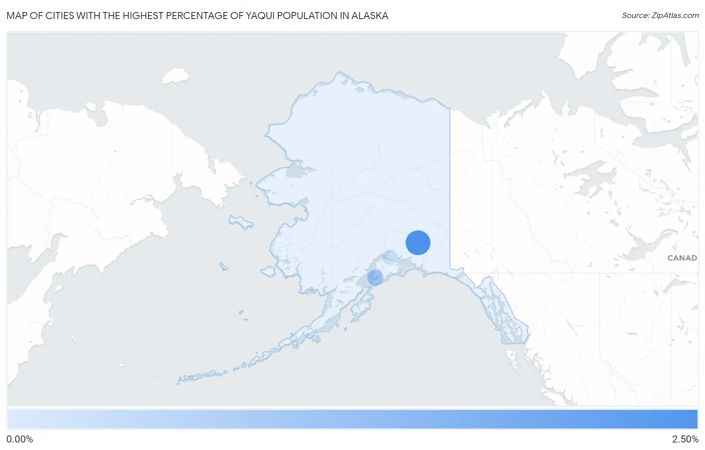 Cities with the Highest Percentage of Yaqui Population in Alaska Map
