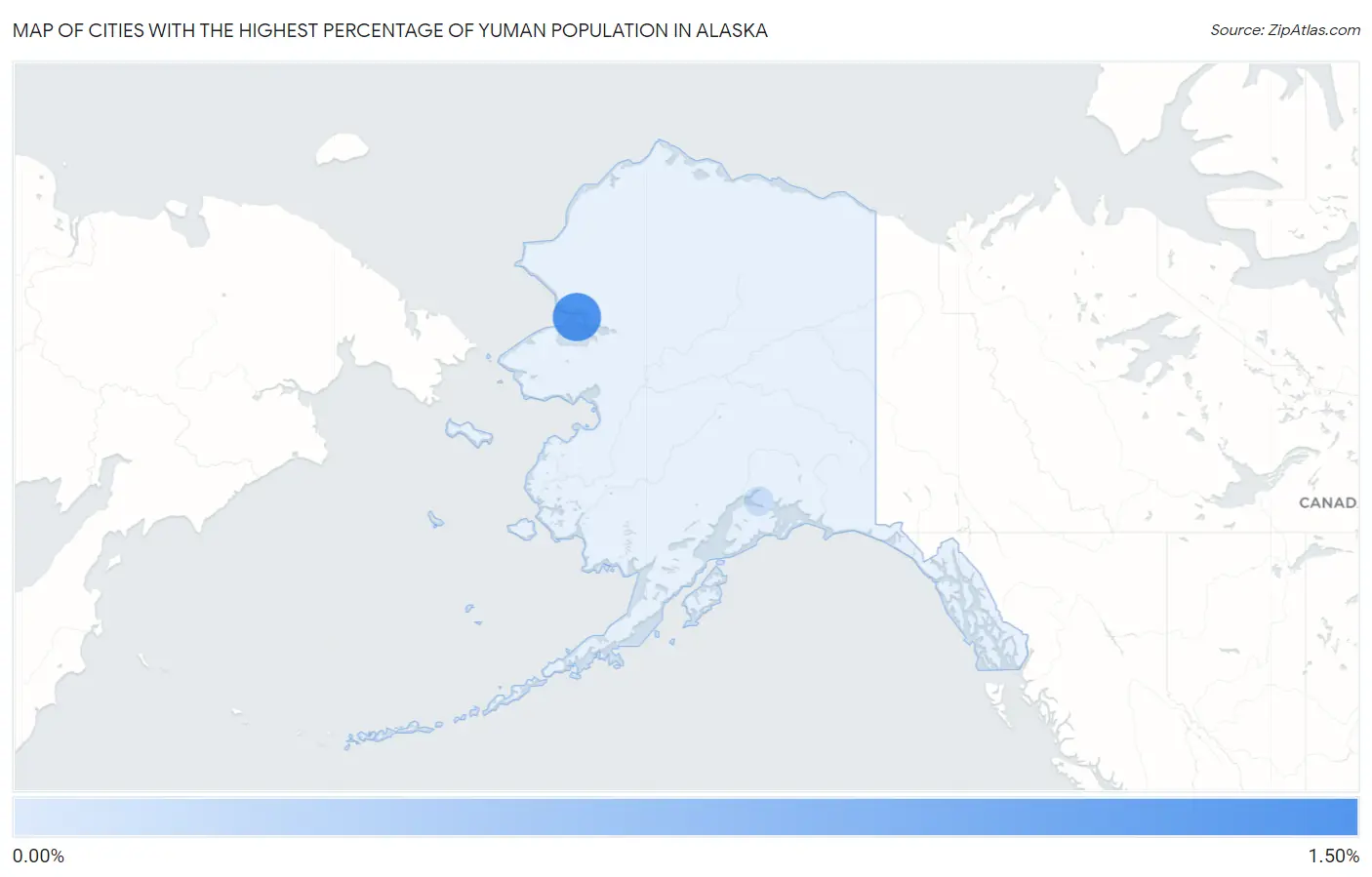 Cities with the Highest Percentage of Yuman Population in Alaska Map