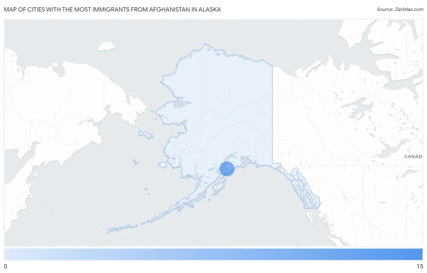 Cities with the Most Immigrants from Afghanistan in Alaska Map