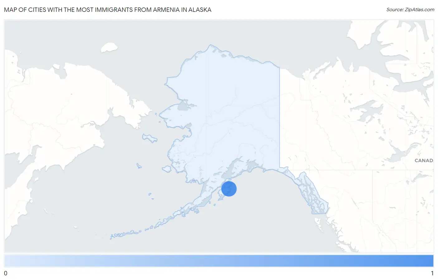 Cities with the Most Immigrants from Armenia in Alaska Map