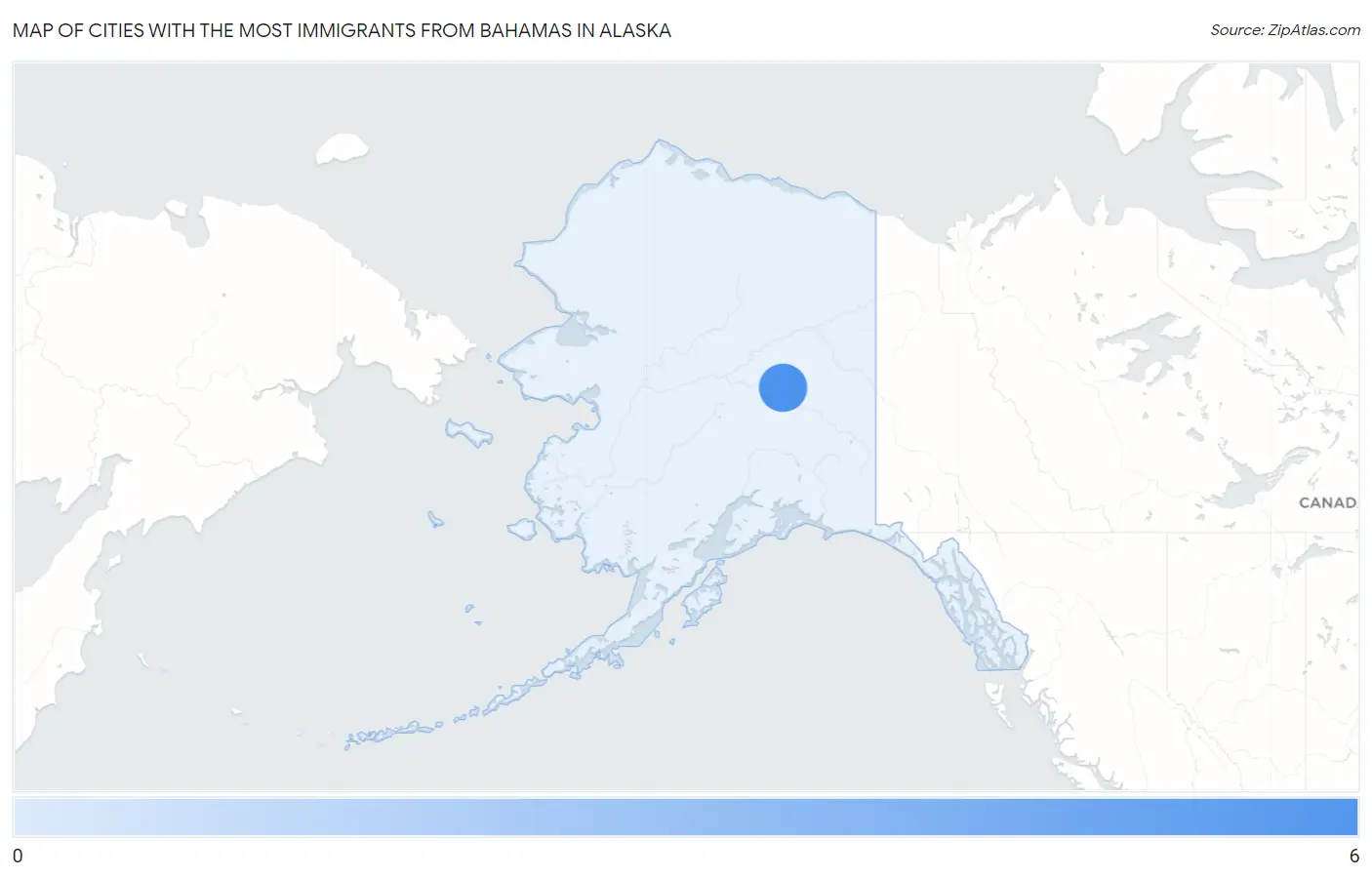 Cities with the Most Immigrants from Bahamas in Alaska Map