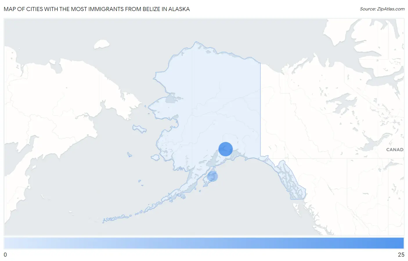 Cities with the Most Immigrants from Belize in Alaska Map
