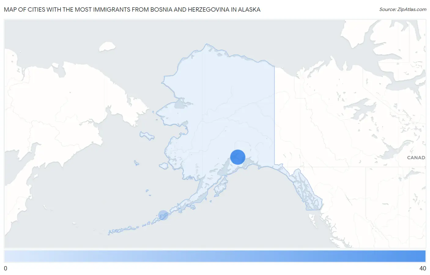 Cities with the Most Immigrants from Bosnia and Herzegovina in Alaska Map