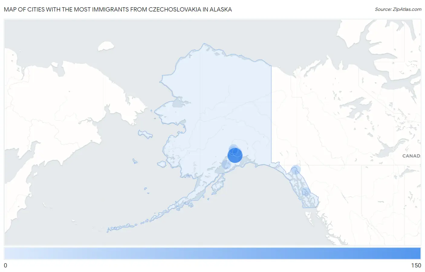 Cities with the Most Immigrants from Czechoslovakia in Alaska Map