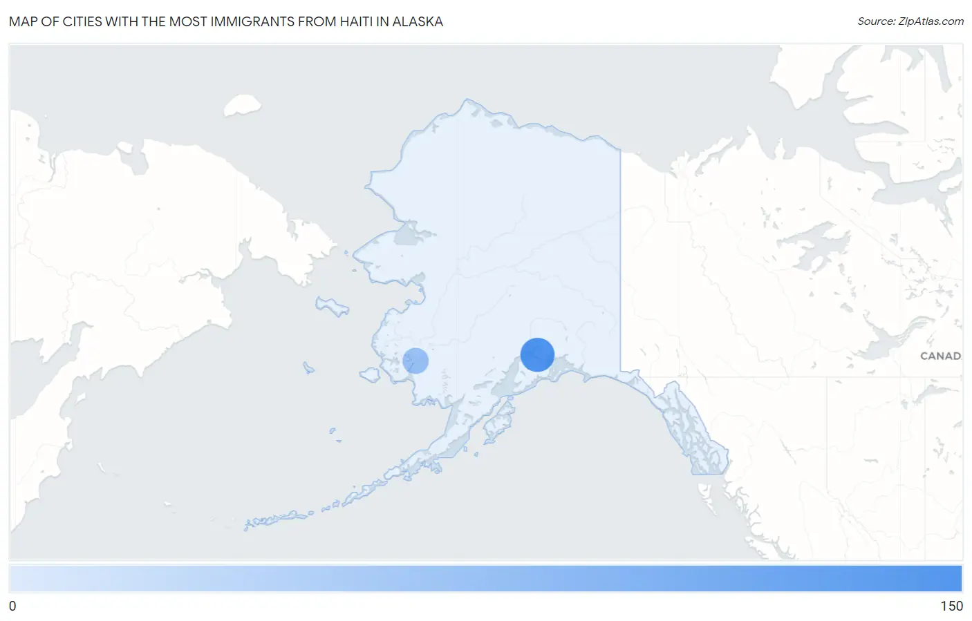 Cities with the Most Immigrants from Haiti in Alaska Map