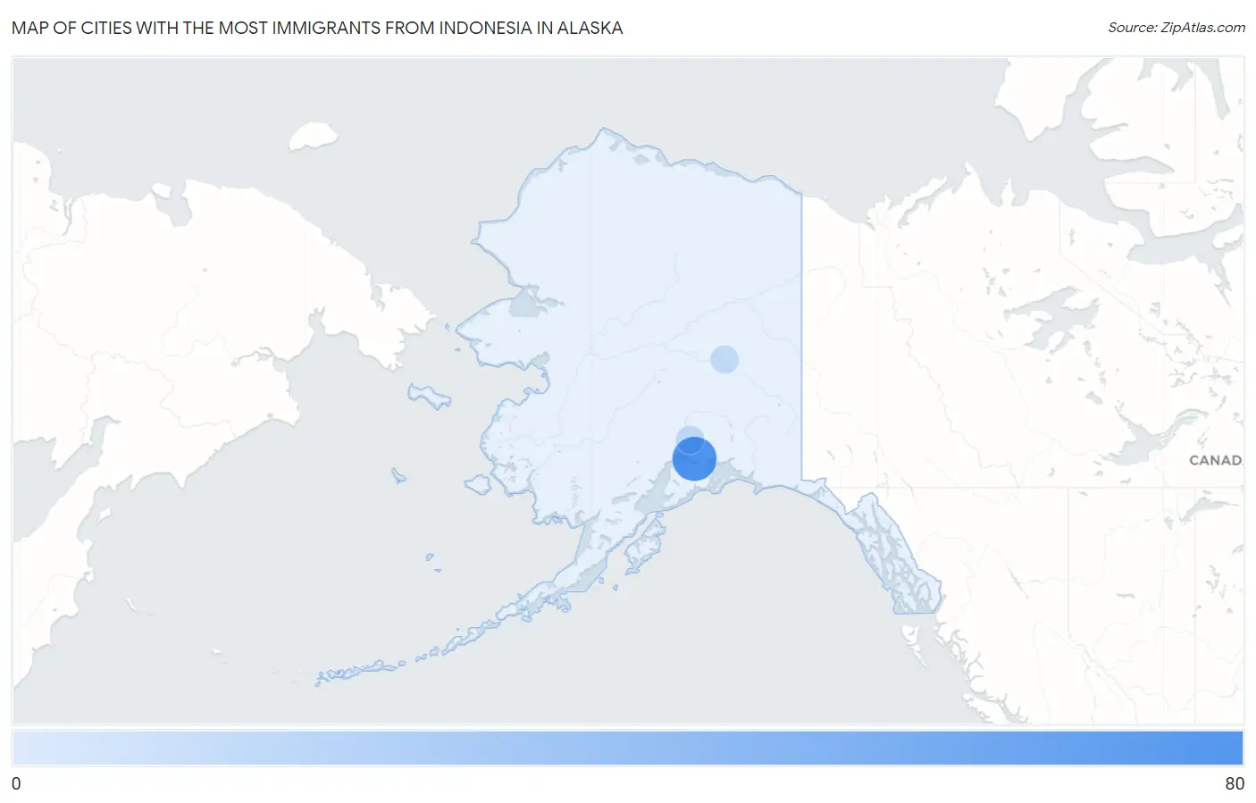 Cities with the Most Immigrants from Indonesia in Alaska Map