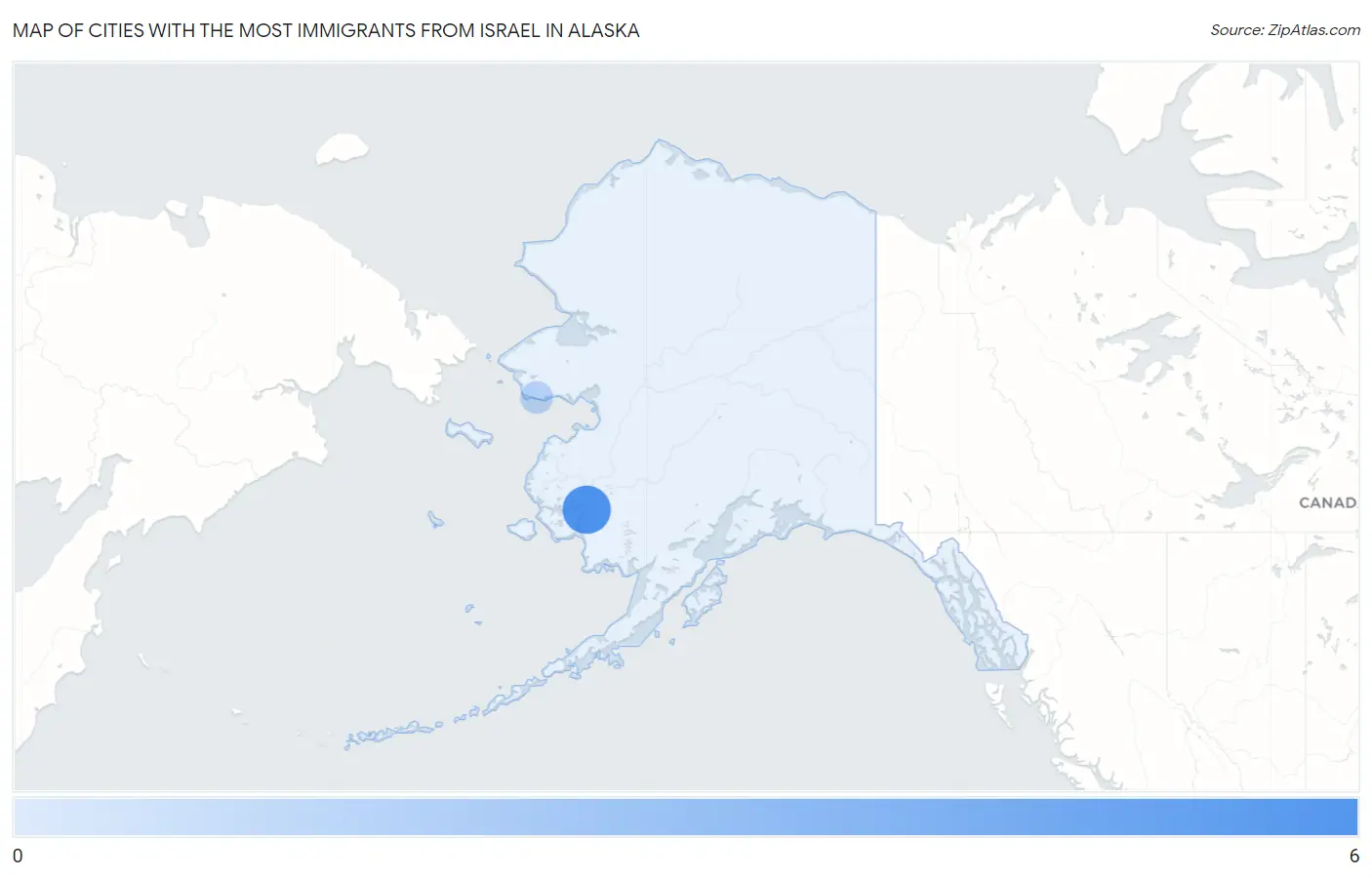 Cities with the Most Immigrants from Israel in Alaska Map