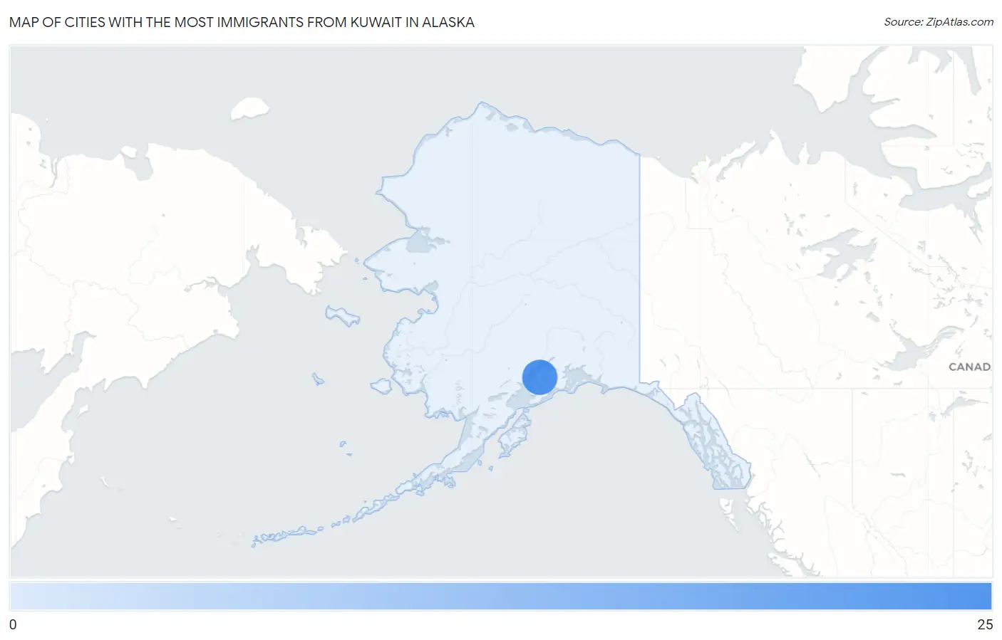 Cities with the Most Immigrants from Kuwait in Alaska Map