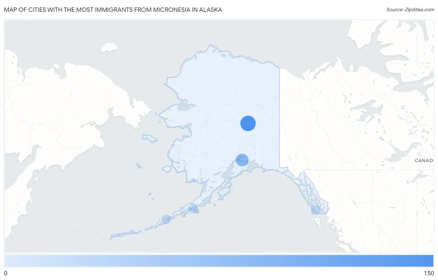 Cities with the Most Immigrants from Micronesia in Alaska Map