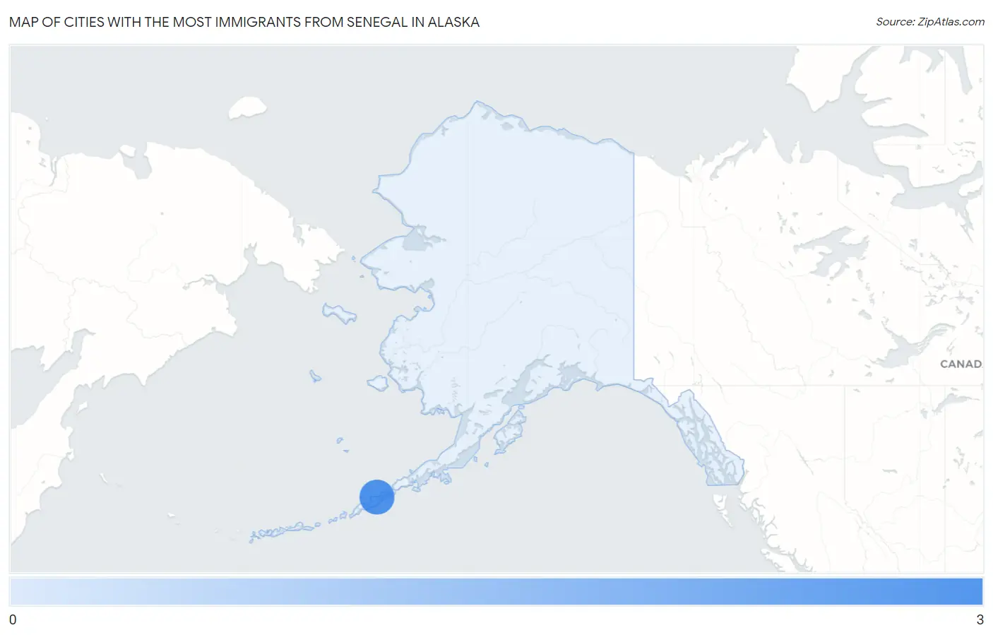 Cities with the Most Immigrants from Senegal in Alaska Map
