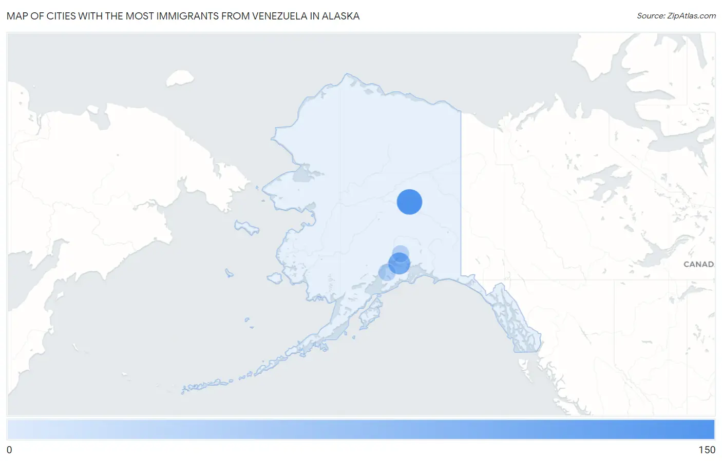 Cities with the Most Immigrants from Venezuela in Alaska Map
