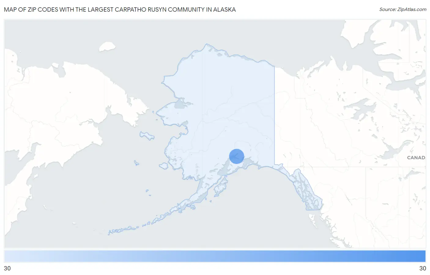 Zip Codes with the Largest Carpatho Rusyn Community in Alaska Map