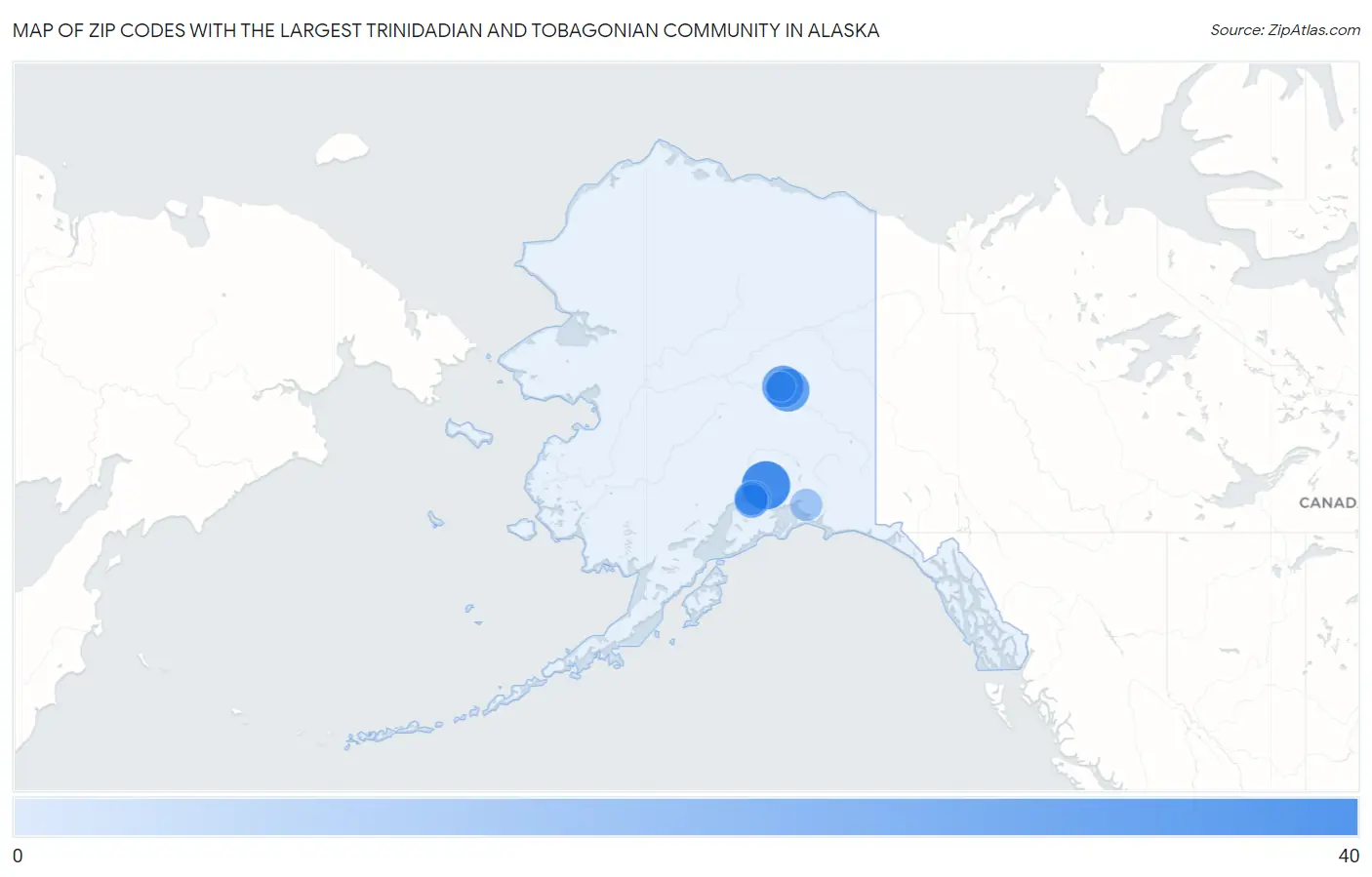 Zip Codes with the Largest Trinidadian and Tobagonian Community in Alaska Map