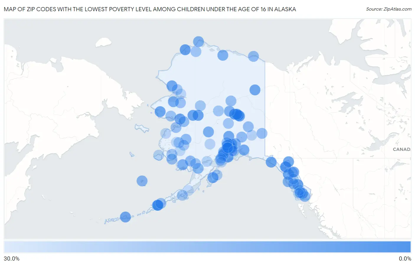 Zip Codes with the Lowest Poverty Level Among Children Under the Age of 16 in Alaska Map