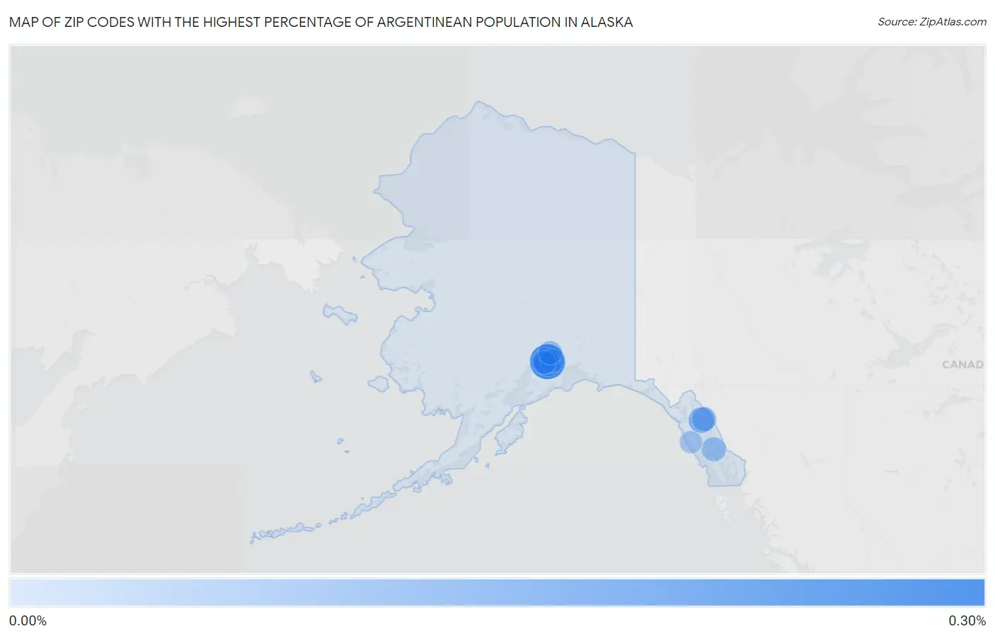 Zip Codes with the Highest Percentage of Argentinean Population in Alaska Map