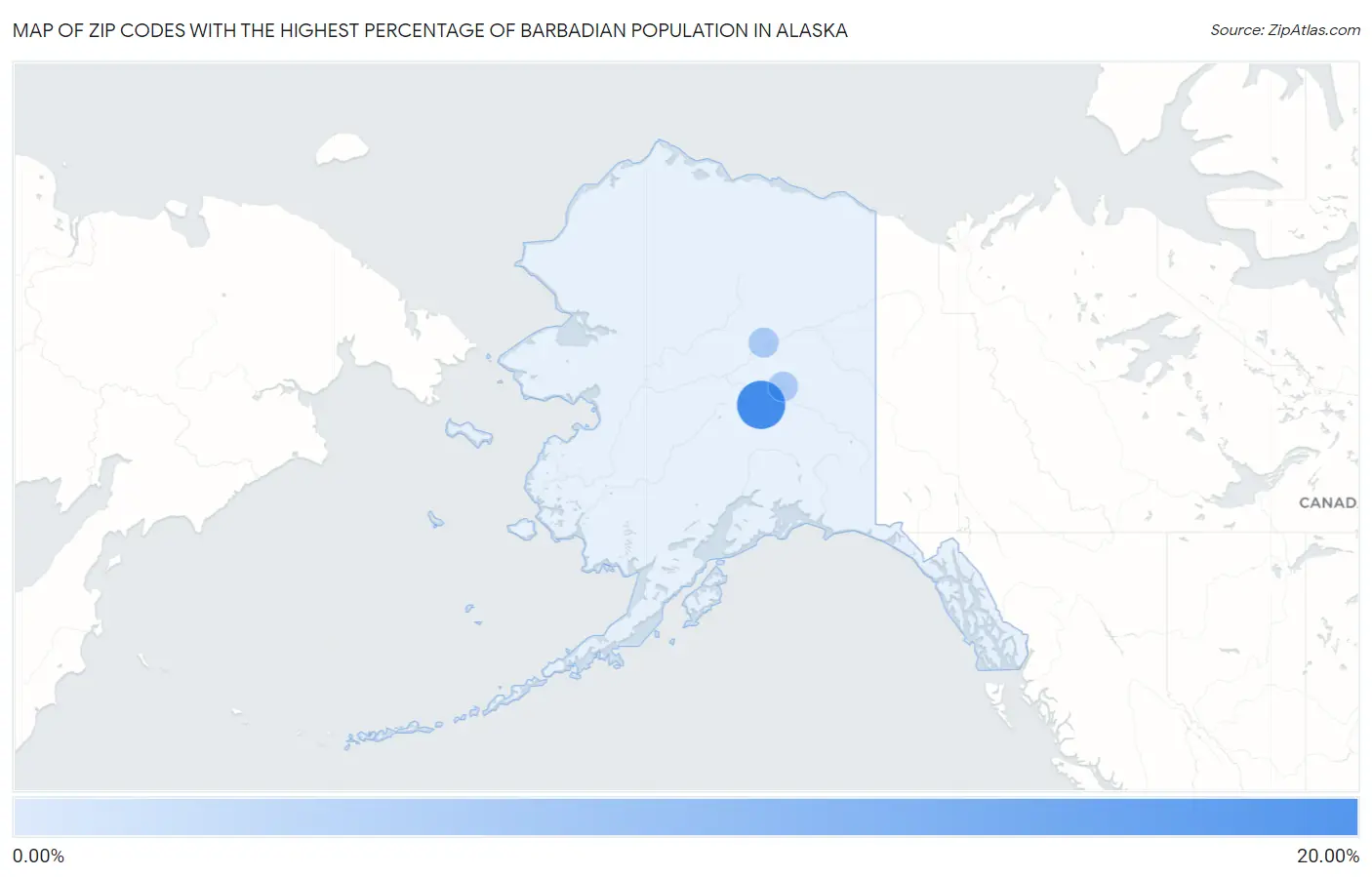 Zip Codes with the Highest Percentage of Barbadian Population in Alaska Map