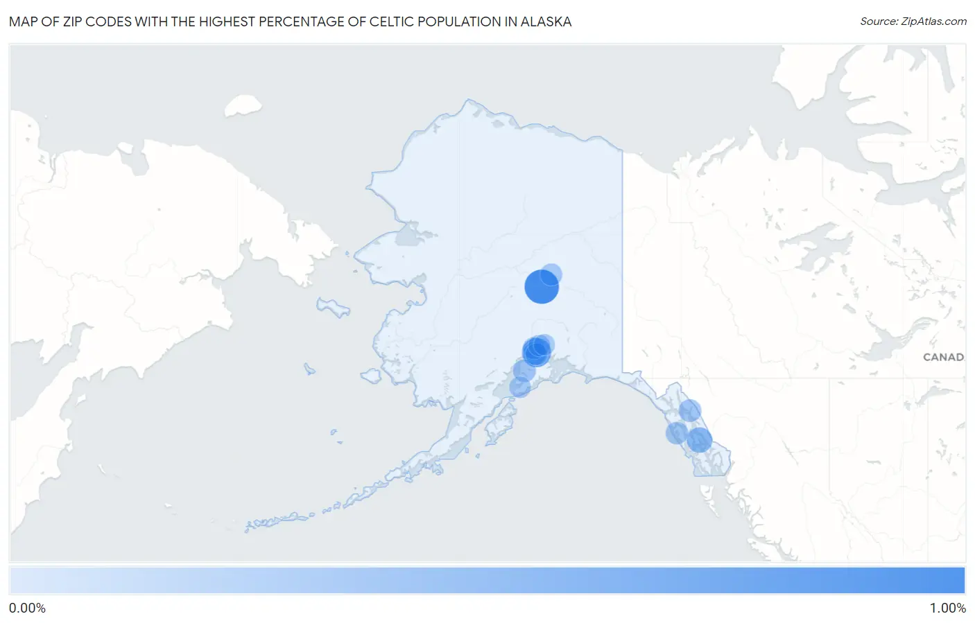 Zip Codes with the Highest Percentage of Celtic Population in Alaska Map