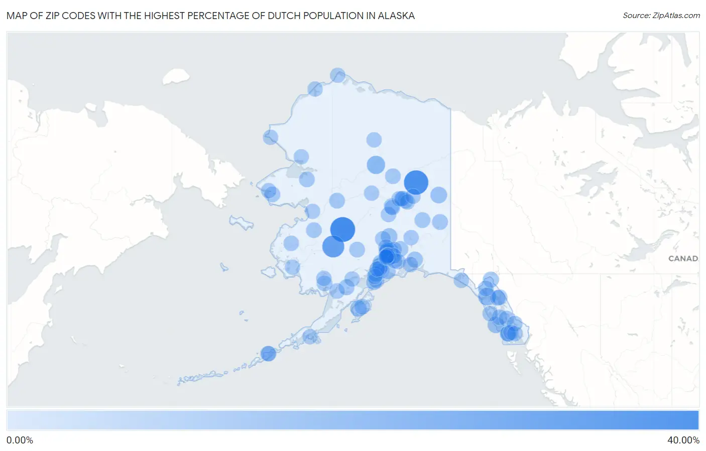 Zip Codes with the Highest Percentage of Dutch Population in Alaska Map