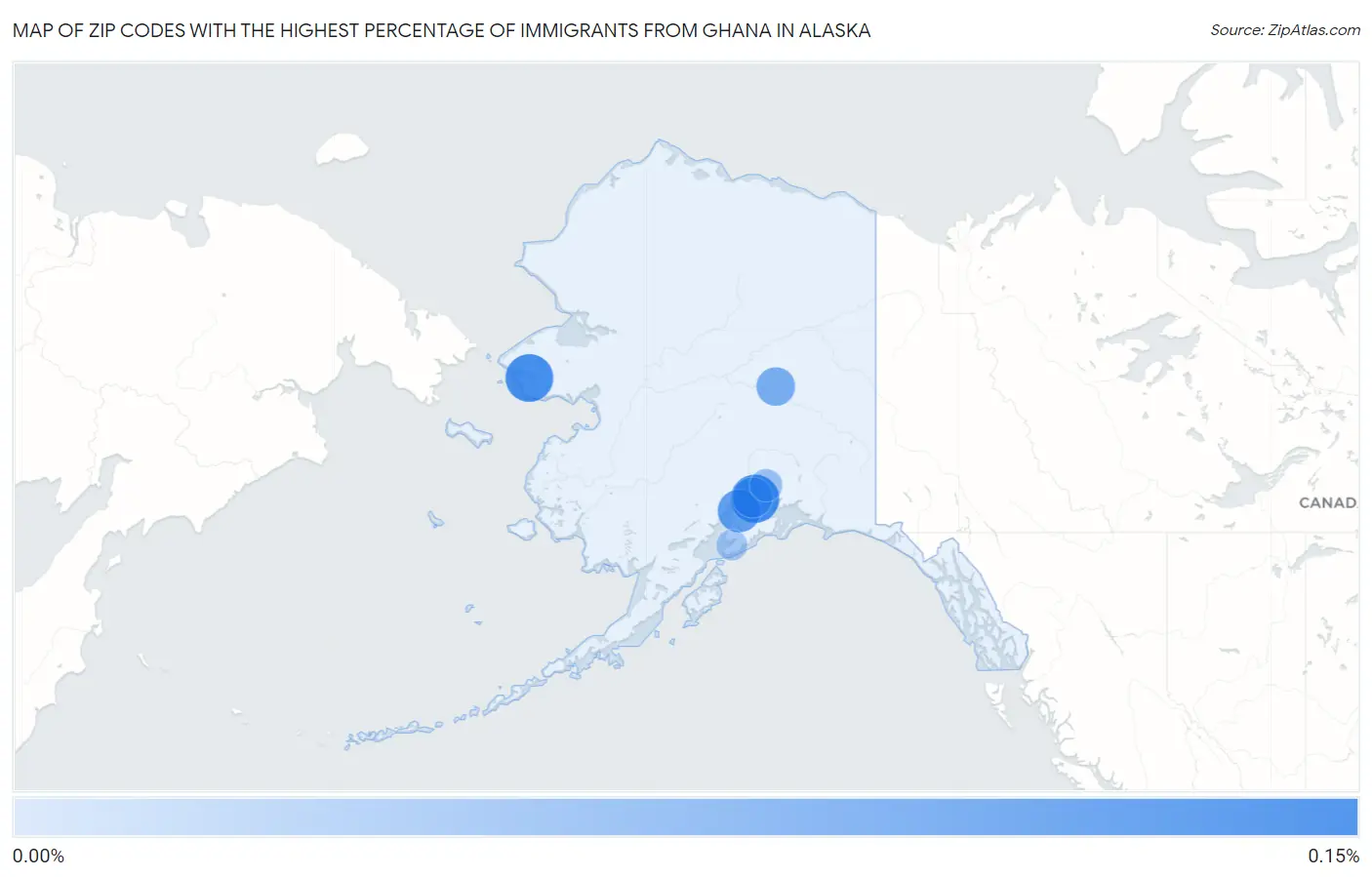 Zip Codes with the Highest Percentage of Immigrants from Ghana in Alaska Map