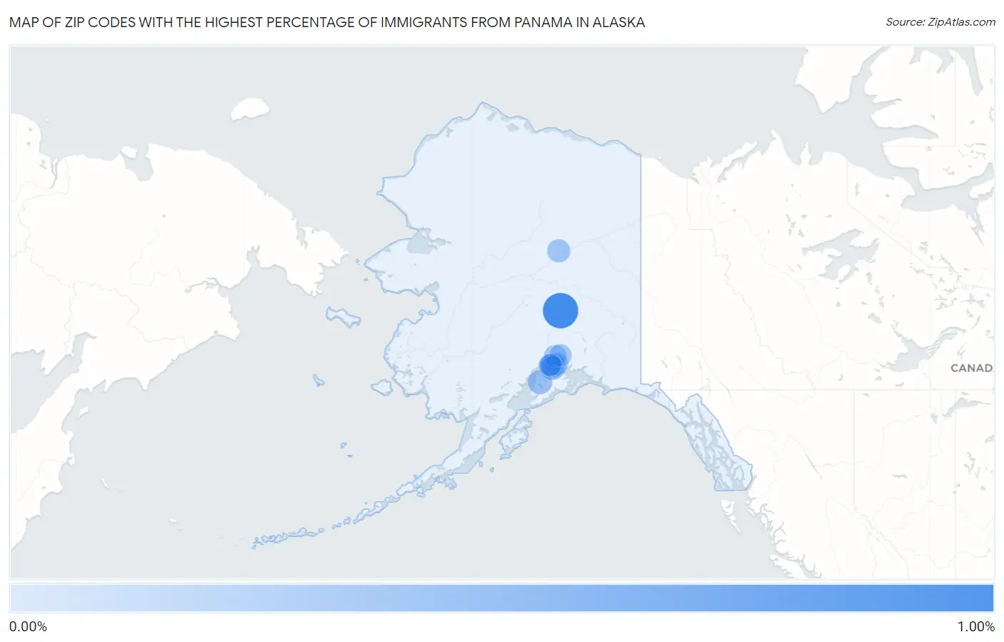 Zip Codes with the Highest Percentage of Immigrants from Panama in Alaska Map