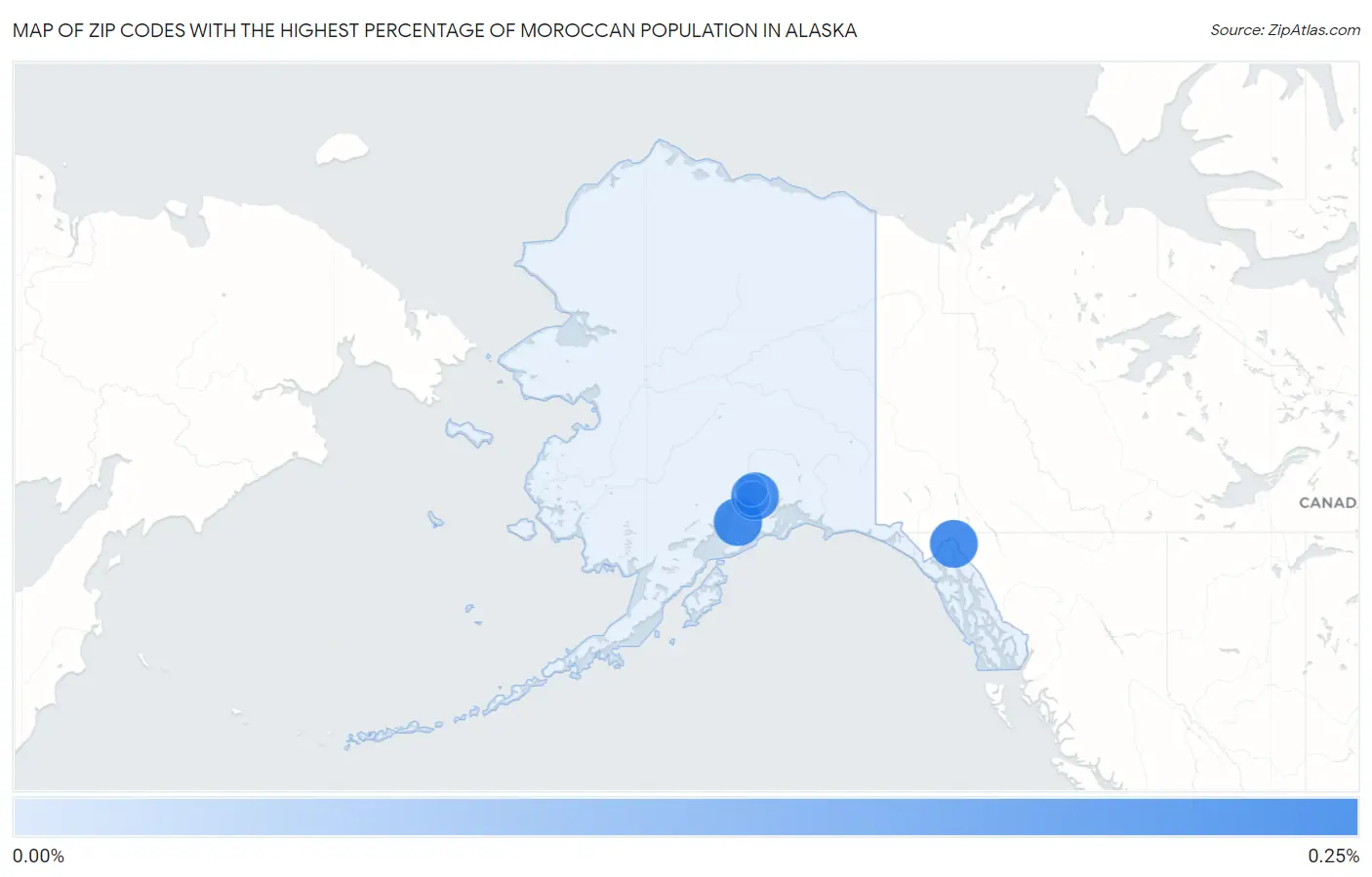 Zip Codes with the Highest Percentage of Moroccan Population in Alaska Map