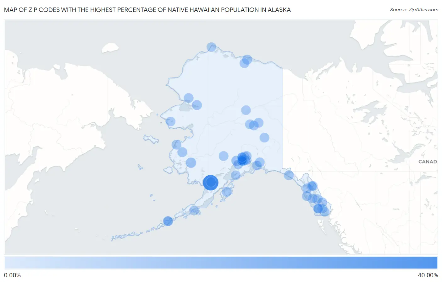 Zip Codes with the Highest Percentage of Native Hawaiian Population in Alaska Map